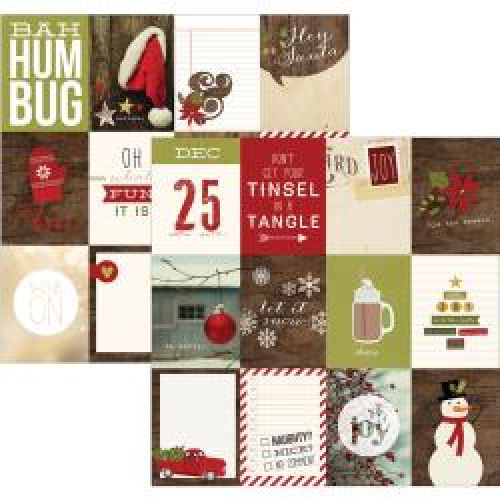 Simple Stories - Cozy Christmas - Double-Sided Elements Cardstock 12"X12" - 3"X4" Journaling Card Elements