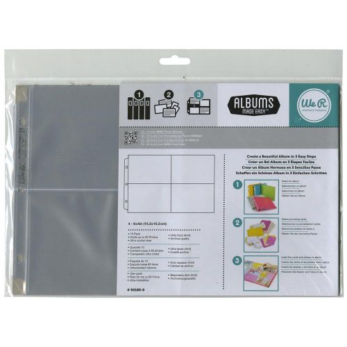 We R Memory Keepers - Albums Made Easy - Ring Photo Sleeve Protectors 12"X8" 10/Pkg - (4) 6"X4" Pockets